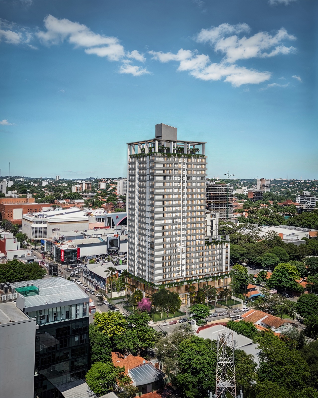 Torre First Element en el entorno urbano de Asunción